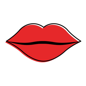 women lips cartoon kiss patch design vector illustration