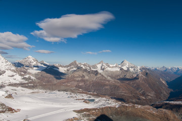 Obraz premium Amazing winter view of Alps from Matterhorn Glacier Paradise, Switzerland 