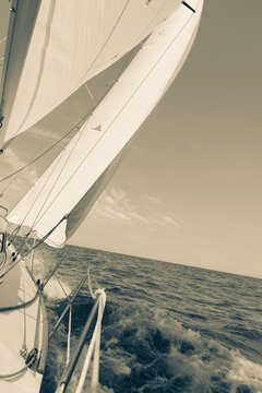 Fototapeta Yachting yacht sailboat sailing in sea ocean