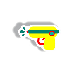 stylish icon in paper sticker style water gun