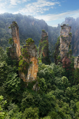 view of limestone cliff in Zhangjiajie national park, hunan,China