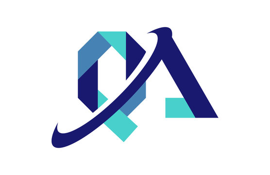 QA Ellipse Swoosh Ribbon Letter Logo