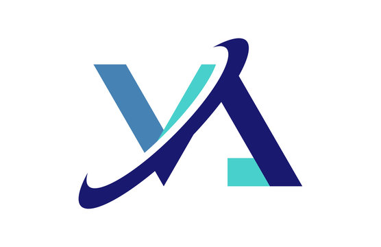 VA Ellipse Swoosh Ribbon Letter Logo