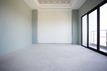 Industry under construction Building home empty Room interior window and door black aluminum on wall