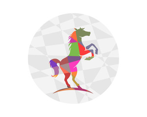 colorful mosaic horses stallion mustang mare silhouette image