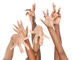 Multiracial group of hands