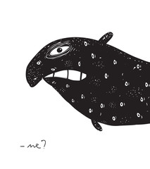 Funny angry character hand drawn. Vector illustration.