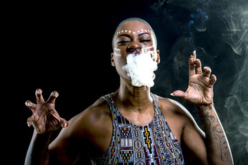 african female smoking