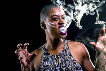 african female smoking