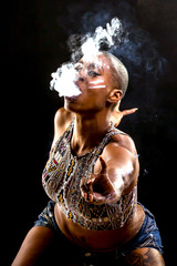 african female smoking