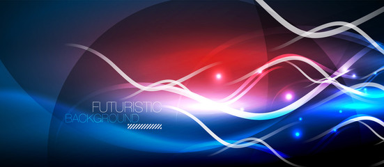 Bright neon lines wave