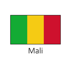 Flag of Mali with name icon. Official colors and proportion correctly. National Mali Flag vector. Mali Flag vector illustration. National Mali Flag vector