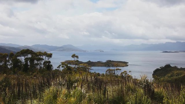 panning view of the controversial new lake pedder at strathgordon in south west tasmania