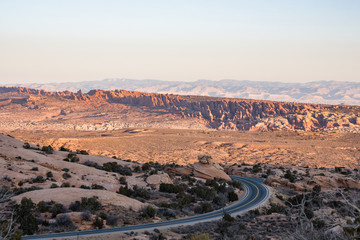 Curve in roadway desert southwest national park