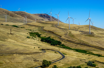 A wind farm in the mountains of southern Washington as you enter the state from Oregon.
