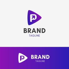 Letter P Arrow Logo template element symbol in vibrant color