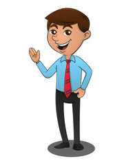 Obraz premium Salesman give presentation cartoon vector