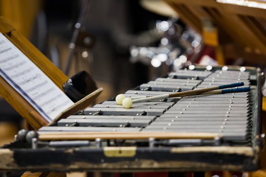Glockenspiel in the orchestra closeup