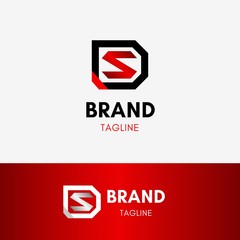 Letter S Security Log template element symbol in red color