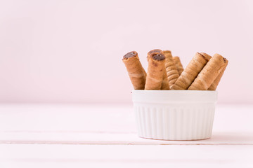 rolled wafer filled with cocoa cream