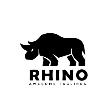 Rhino Logo vector, Rhinoceros logo monochrome color Business template, Rhinos logo for sport club or team. Animal mascot logotype. Template. Vector illustration.
