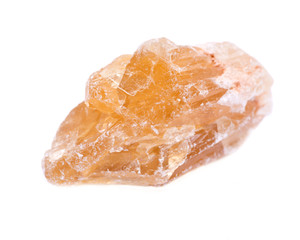 Partially crystallized golden Scapolite from Nigeria isolated on white background 