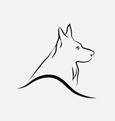 German Shepherd dog, line art vector - 188480417
