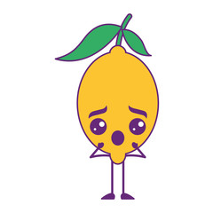 citrus lemon kawaii cartoon fruit vector illustration