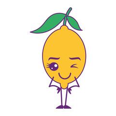 citrus lemon kawaii cartoon fruit vector illustration