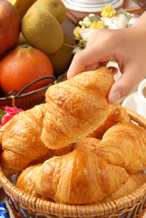 A heap ofcroissants in the basket  