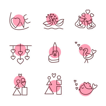 Cute valentine icon set. love and cute valentine symbol vector illustration 