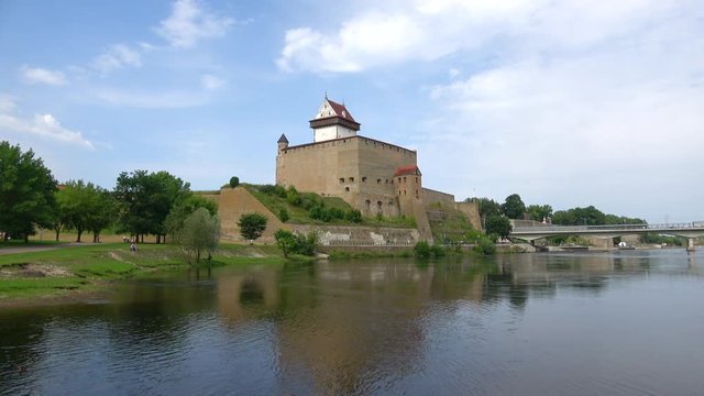 View on the castle Herman, sunny august day. Narva, Estonia