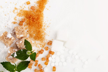 Various types of sugar