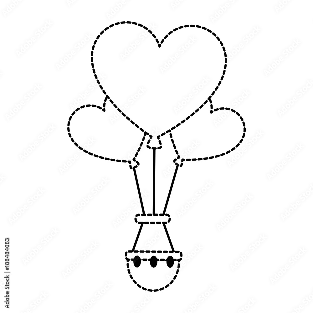 Wall mural romantic travel in balloon air hot with heart shaped vector illustration design