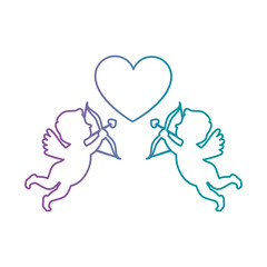 cupid angels with heart vector illustration design