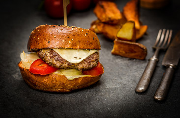 Cheeseburger with beef meat