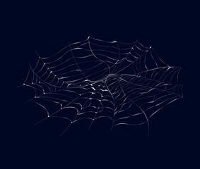 Arachnid cobweb isolated icon on dark background. Abstract design element for halloween holiday banners decoration, web silhouette vector illustration.