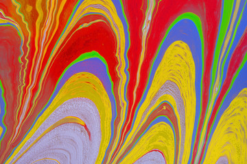 Colorful psychedelic background made of interweaving curved shapes. Marbling Acrylic Paint 