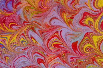 Obraz premium Colorful psychedelic background made of interweaving curved shapes. Marbling Acrylic Paint 