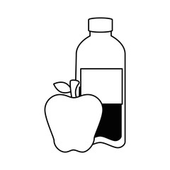 bottle water plastic with apple vector illustration design