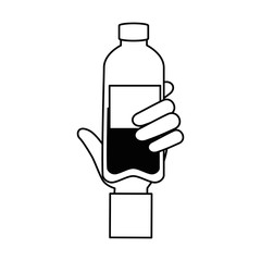 hand with bottle water plastic vector illustration design