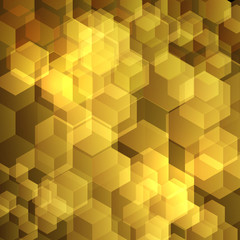 Gold background with hexagons. simple colorful background consisting of hexagons