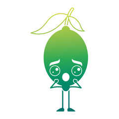 citrus lemon kawaii cartoon fruit vector illustration green design