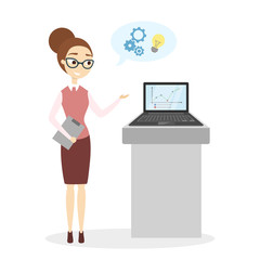 Woman at business presentation.