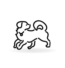 Playful dog, line art, vector