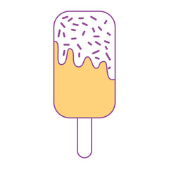 ice cream stick chips sweet icon vector illustration yellow design