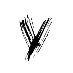 Letter Y. Handwritten by dry brush. Rough strokes font. Vector illustration. Grunge style elegant alphabet.