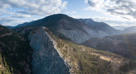 Fototapeta na wymiar Aerial drone landscape view of the Interior of British Columbia, Canada.