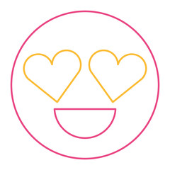 smile emoticon heart shape eyes love vector illustration color line design