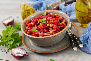 Beet Salad - Vinaigrette. Vegan cuisine. Dietary menu.
